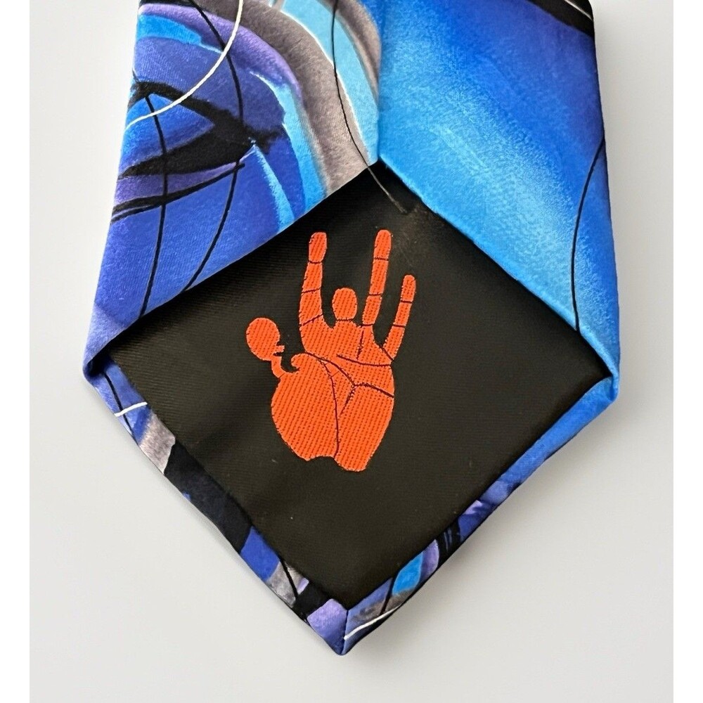 J Garcia Clockworks Blue Abstract Silk Tie Easter Spring Wedding Collectors Art - Picture 10 of 10
